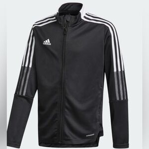 Adidas TRIO 21Track Jacket Teen XL Black White Full Zip Aeroready Primegreen